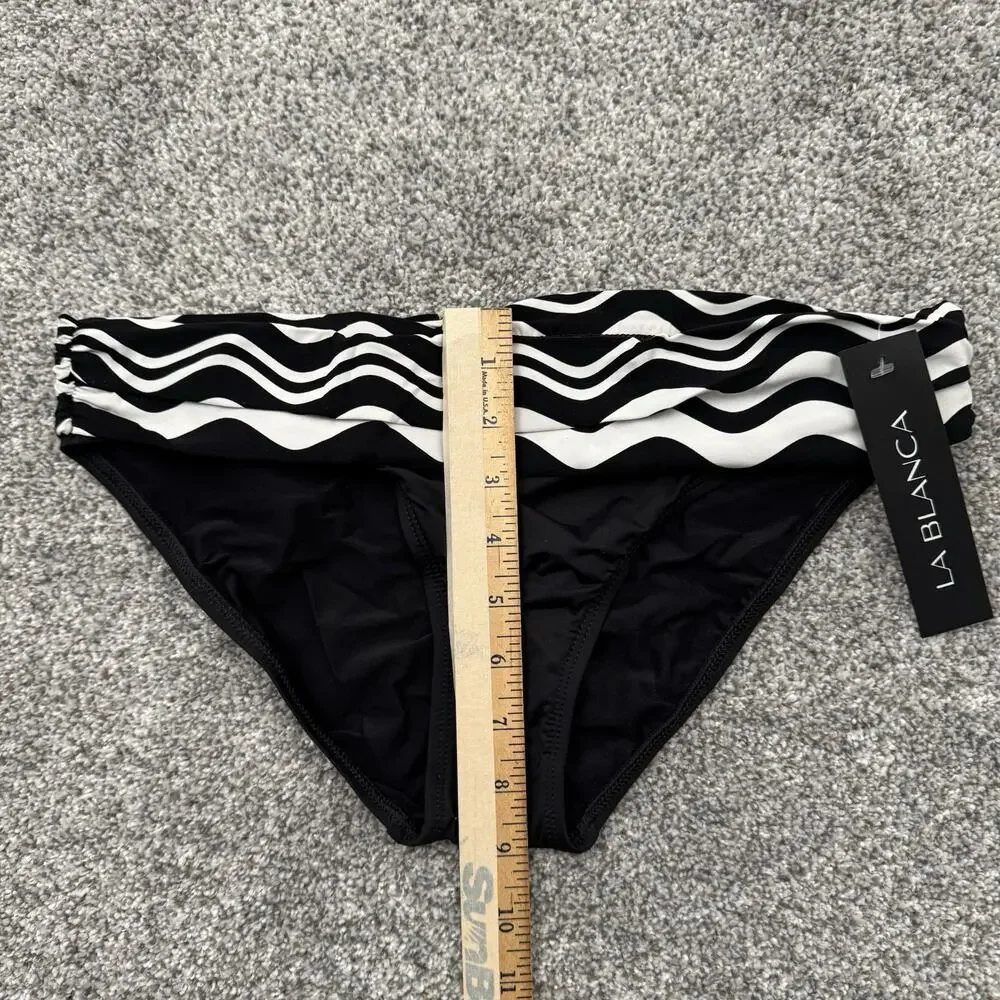 La Blanca Bikini Bottom 6 Swim Resort Coastal Chic Abstract Wave Ruched Classic - Picture 4 of 5